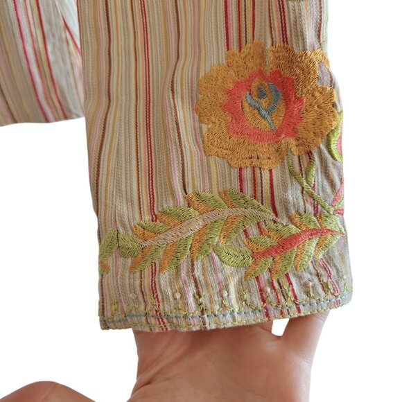 Johnny Was Embroidered Floral Stripe Blazer S - Picture 6 of 8